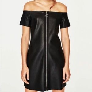 NWT Zara Faux Vegan Leather Front Zip Dress, Small